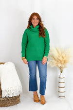 Kelly Green Cowl Neck Sweater