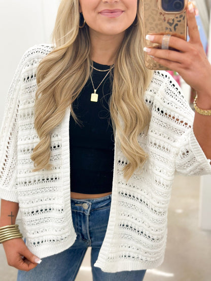 Staccato Crochet Knit Cardigan - Lavish Boutique06-OUTERWEAR
