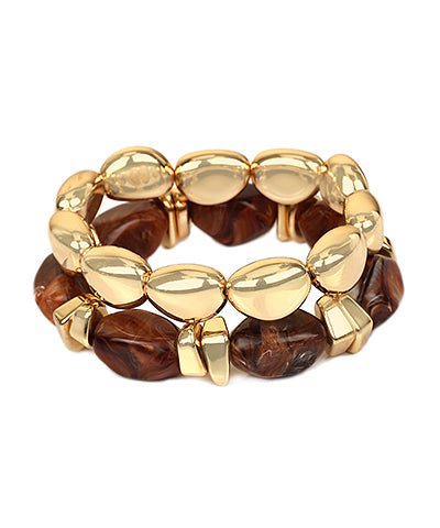 Brown marble bead bracelet made for stacking