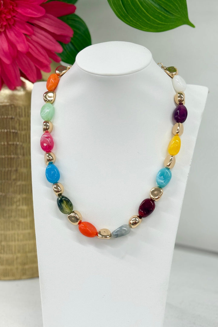Stone & Bead Necklace - Lavish Boutique09-JEWELRY
