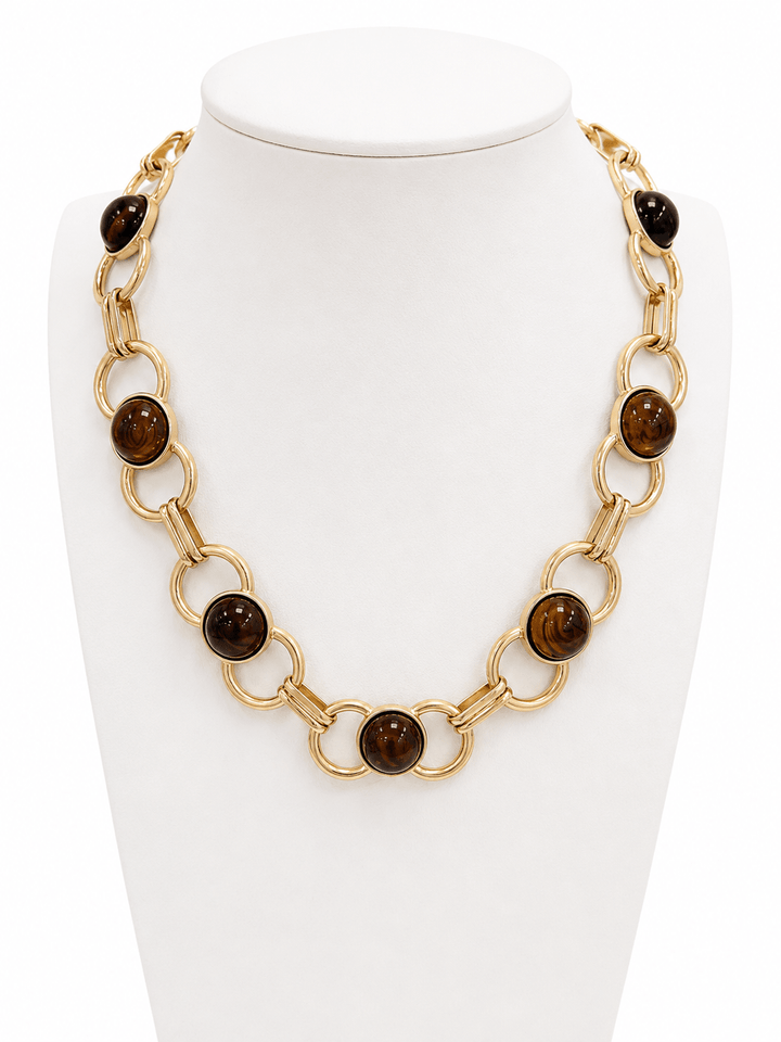 Stone & Chain Necklace - Lavish Boutique09-JEWELRY
