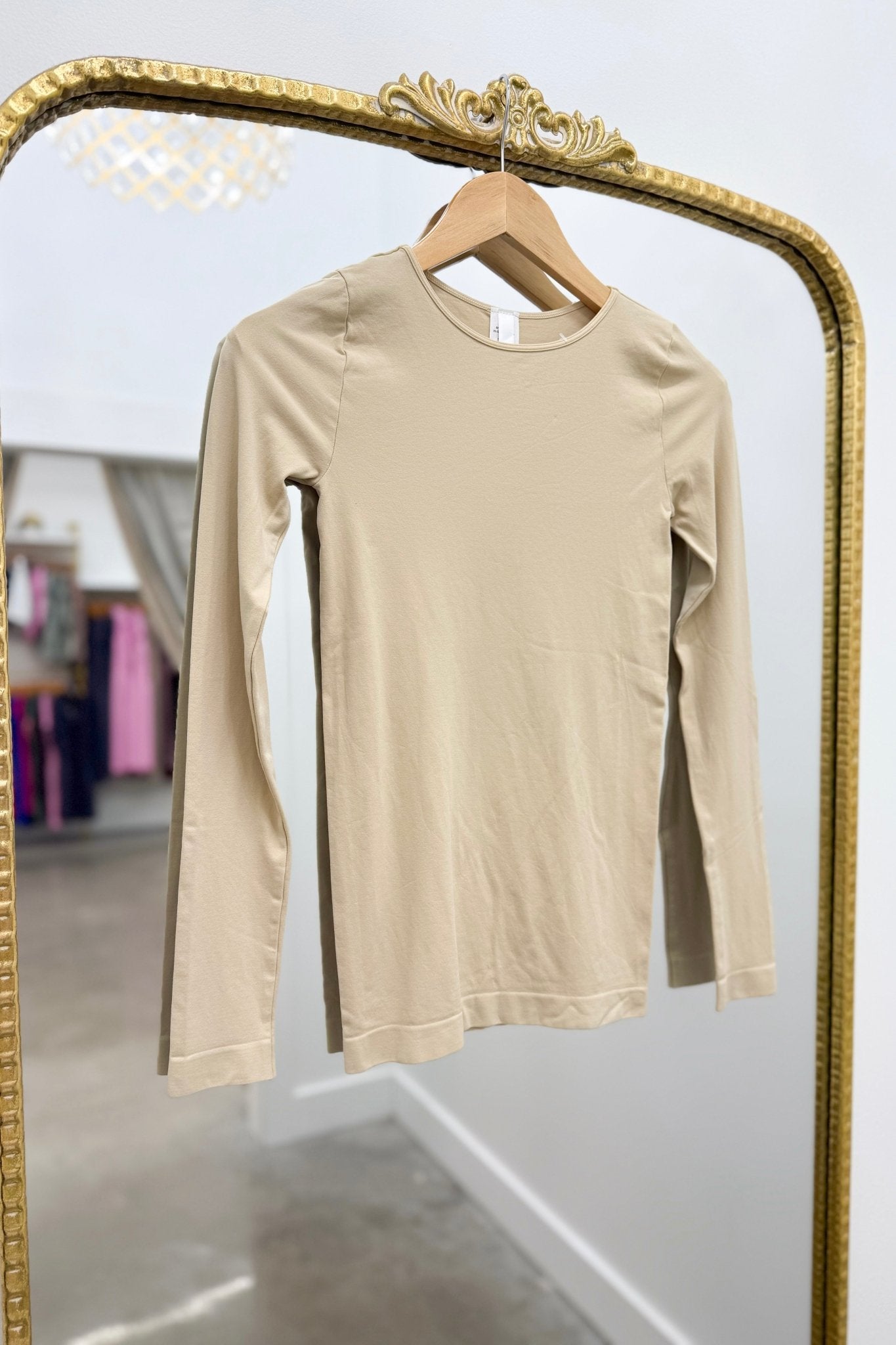 Stone Long Sleeve Camisole Top - Lavish Boutique Tops