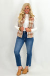 Blush Plaid Quilted Zip Up Vest