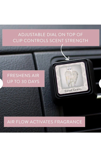 Car vent clip air freshener in the Sweet Grace scent