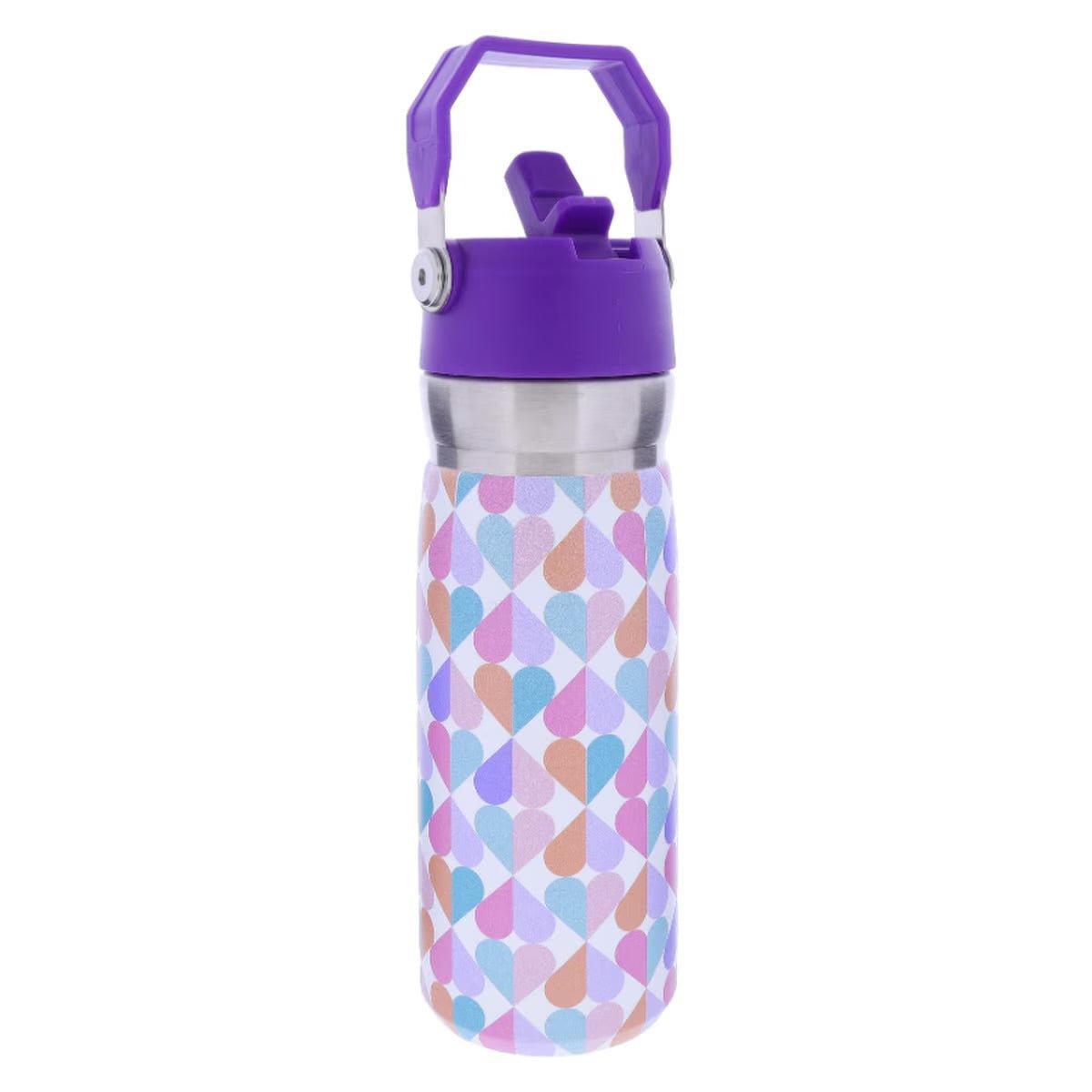 22oz Sweet Heart water bottle with a straw lid