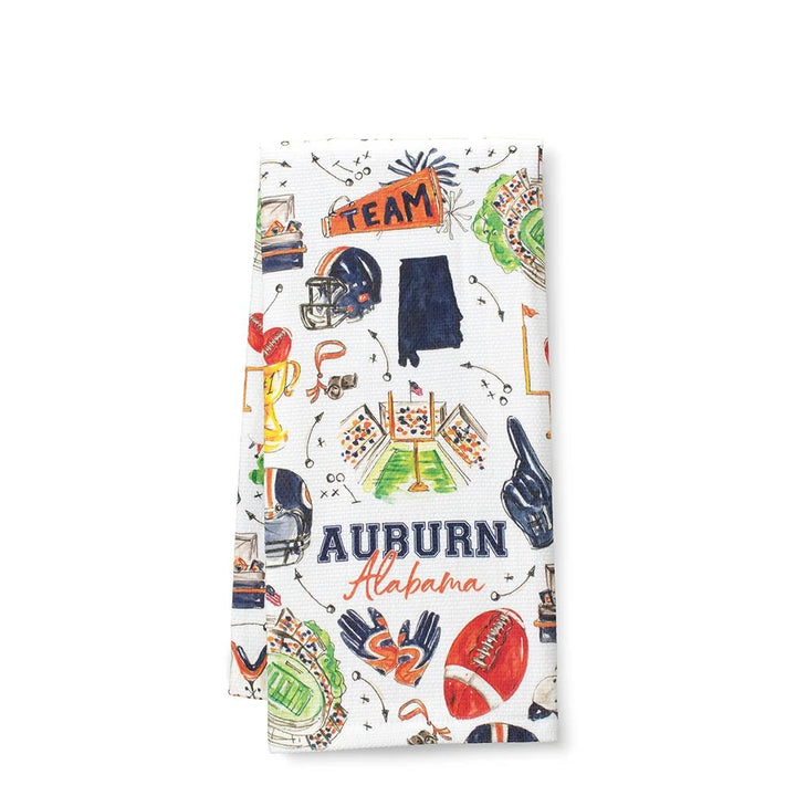 Tailgates in Auburn cotton tea towel