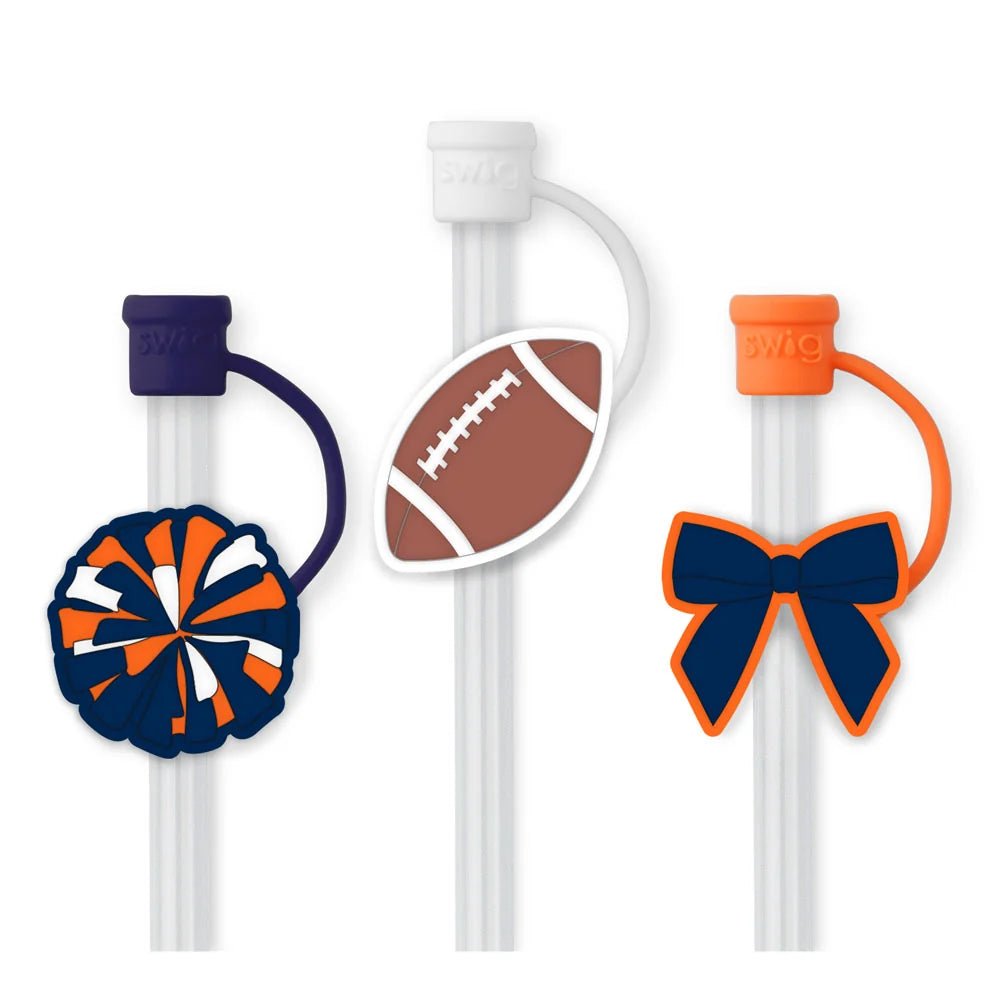 Set of gameday straw toppers in the We've Got Spirit design