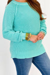 Mint Washed Crew Neck Long Sleeve Sweater