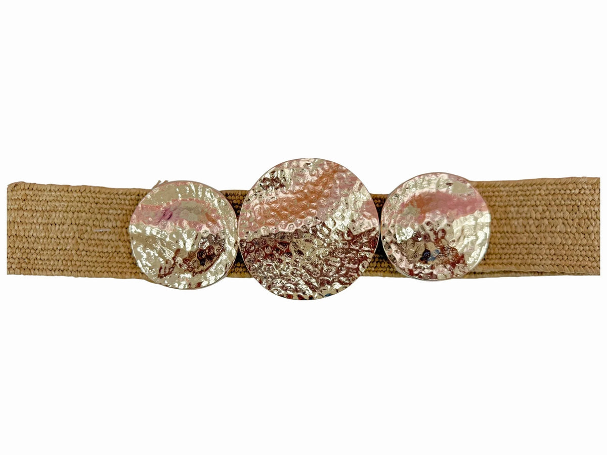 Tan Hammered Disc Buckle Belt - Lavish Boutique