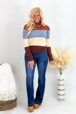 Chestnut Multi Color Block Mock Neck Sweater