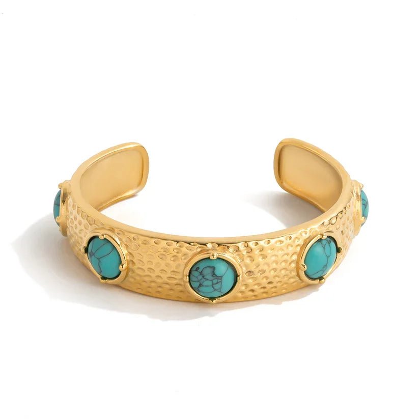 Turquoise textured bangle bracelet