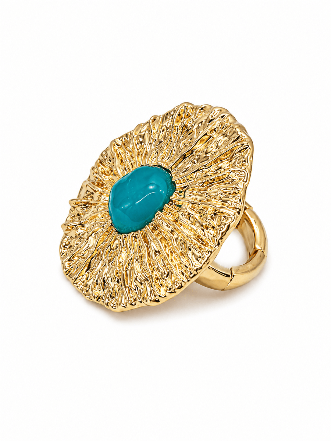 Textured oval ring with a glossy resin center
