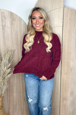 Burgundy Mock Neck Sweater Top