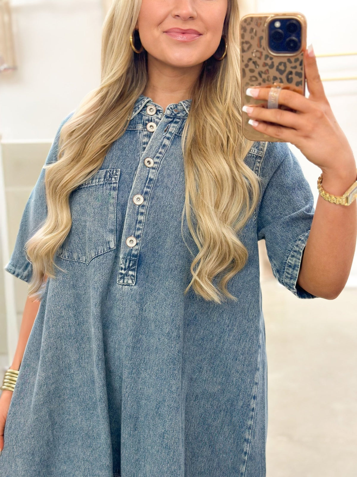 Denim shirt dress cut for a relaxed weekend fit