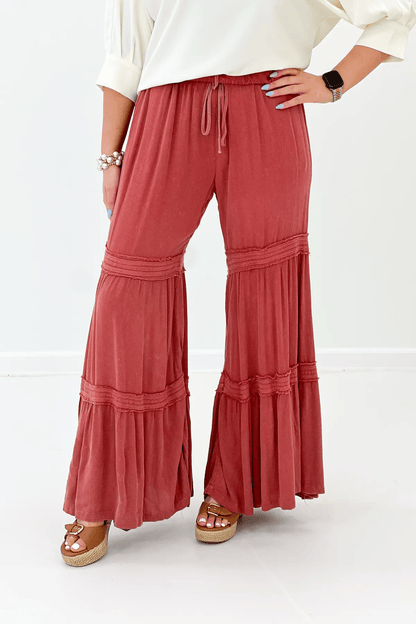 Tiered Ruffle Flowy Pant - Lavish BoutiqueBottoms