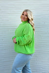 Neon Green Mock Neck Exposed Seam Top