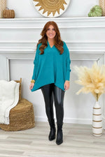 Alpine Green V-Neck Sweater Top