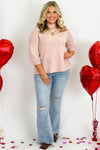 Mauve 3/4 Balloon Sleeve Mock Neck Sweater