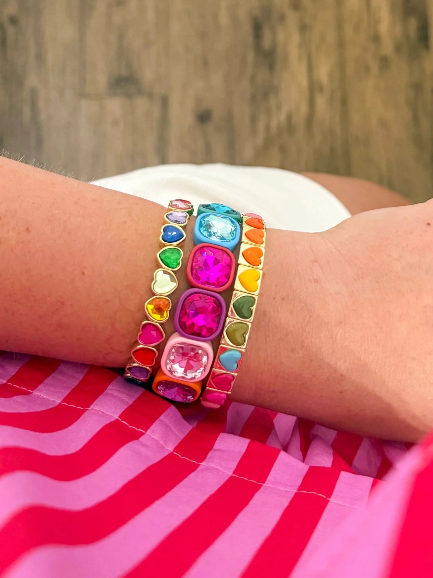 Treasure Jewels Multi Fun Heart Stack Set - Lavish Boutique09-JEWELRY
