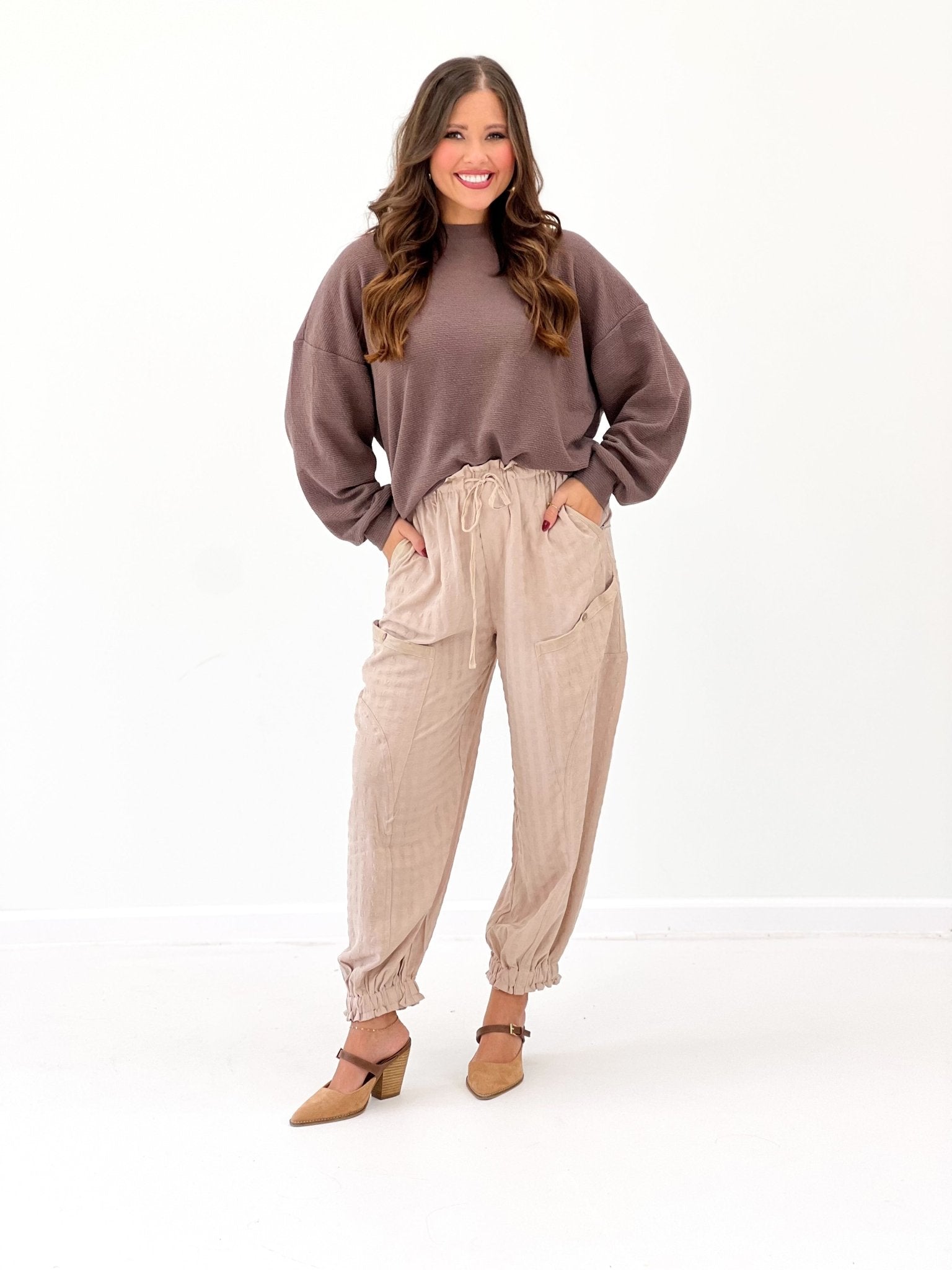 Tres Bien Round Neck Cloudy Knit L/S Top - Lavish Boutique01-TOPS