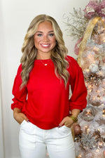 Red Soft Banded Detail Top