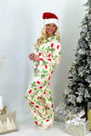 Cream Christmas Mistletoe Print Pajama Set