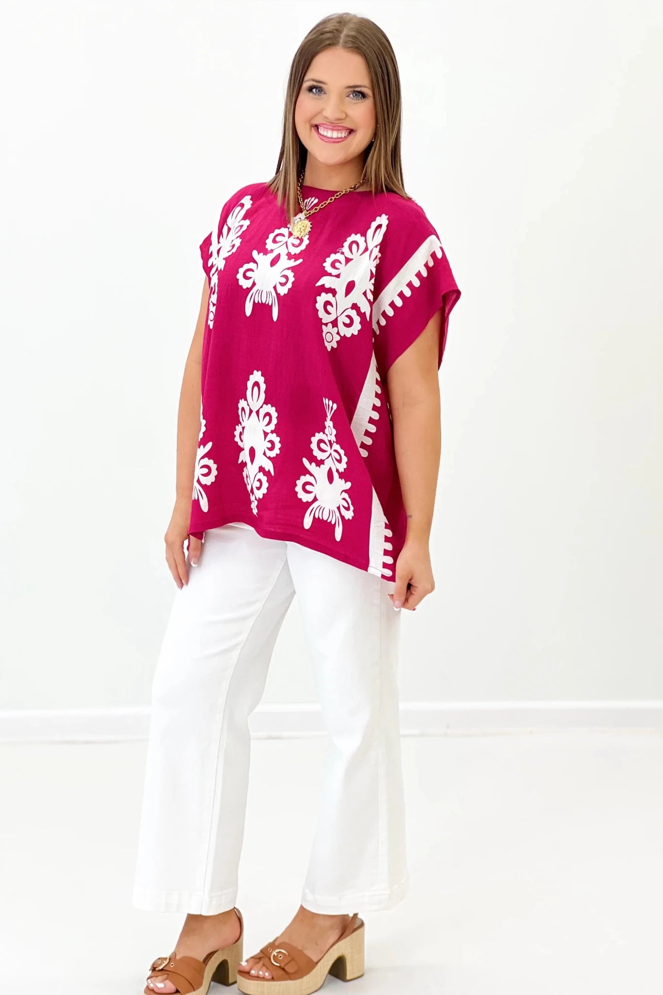 Two Tone Abstract Print Top - Lavish Boutique01-TOPS