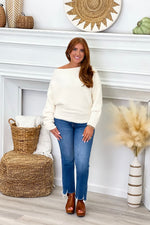 Cream Relaxed Fit Boatneck Sweater