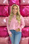 Pink Candy Cane Crew Neck Sweater