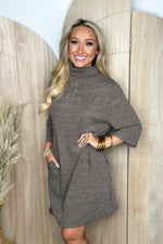 Mocha Turtle Neck Knit Dress