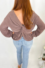 Brown Back Twist Detail Top