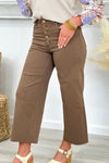 EB40542 Coffee Brown Button Front Pants