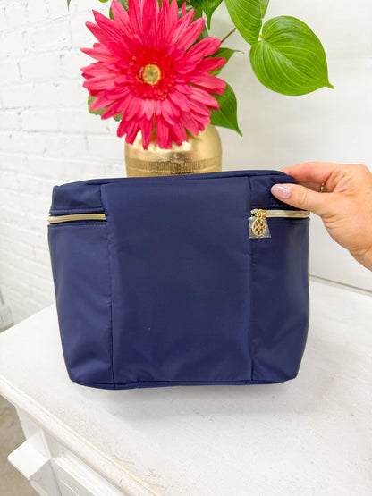 Navy foulard patterned Ultraglam cosmetic organizer