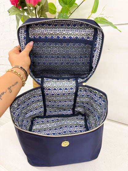 Navy floral foulard Ultraglam makeup case