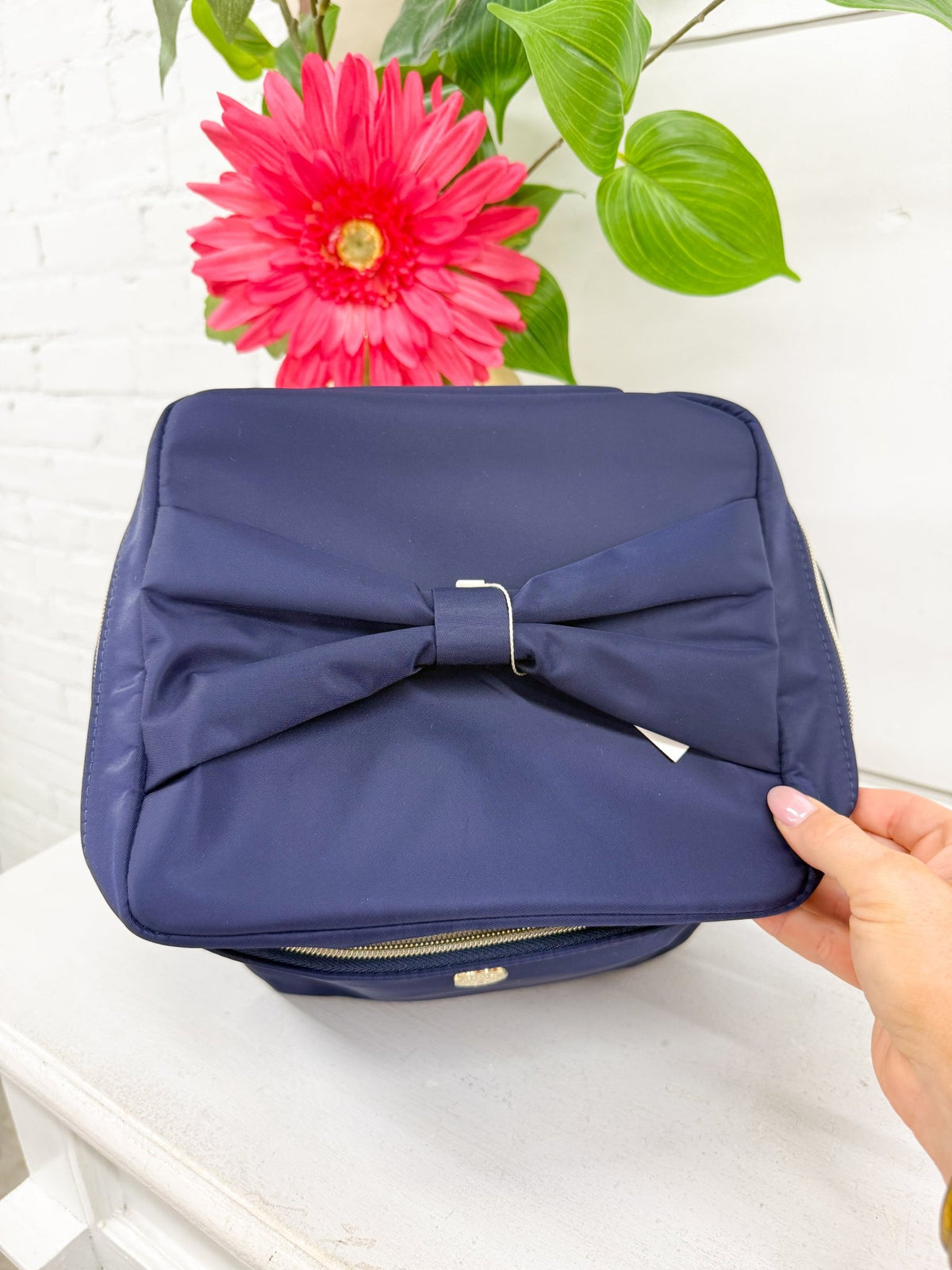 Ultraglam travel case in a navy foulard design