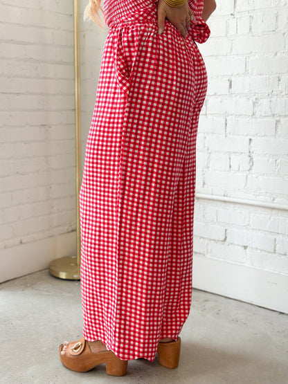 Umgee Checkered Wide Leg Pant - Lavish Boutique02-BOTTOMS