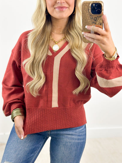 Umgee Collar Neck Contrast Top - Lavish Boutique01-TOPS