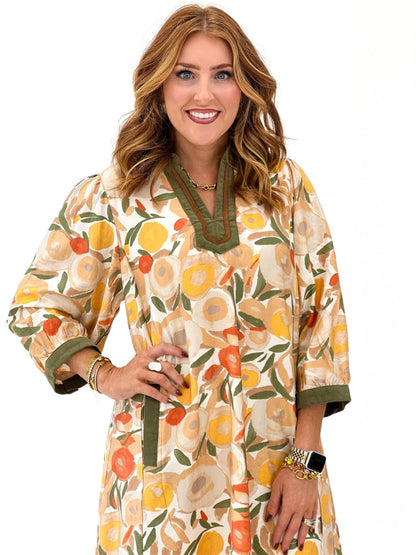 Umgee Collared Puff Sleeve Multi Printed Dress - Lavish Boutique04-DRESSES