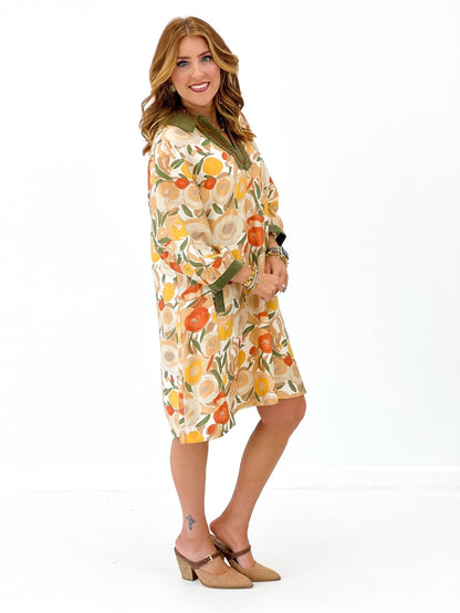 Umgee Collared Puff Sleeve Multi Printed Dress - Lavish Boutique04-DRESSES