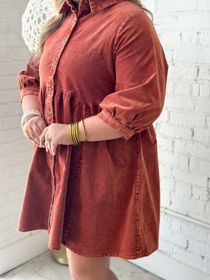 Umgee Corduroy Button Down Dress - Lavish Boutique04-DRESSES