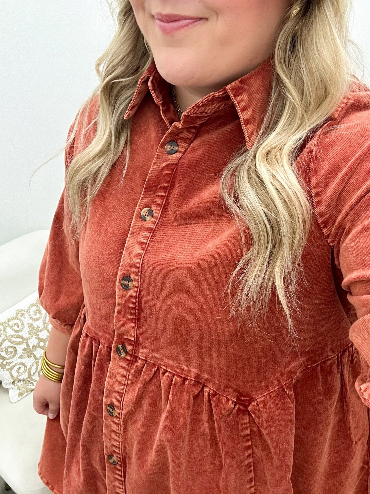 Umgee Corduroy Button Down Dress - Lavish Boutique04-DRESSES
