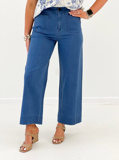 Light wash high rise wide leg jeans