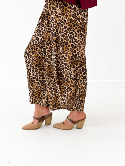 Leopard print pants with a relaxed straight leg