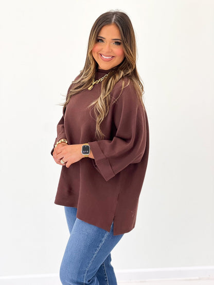 Roomy mock neck knit pullover