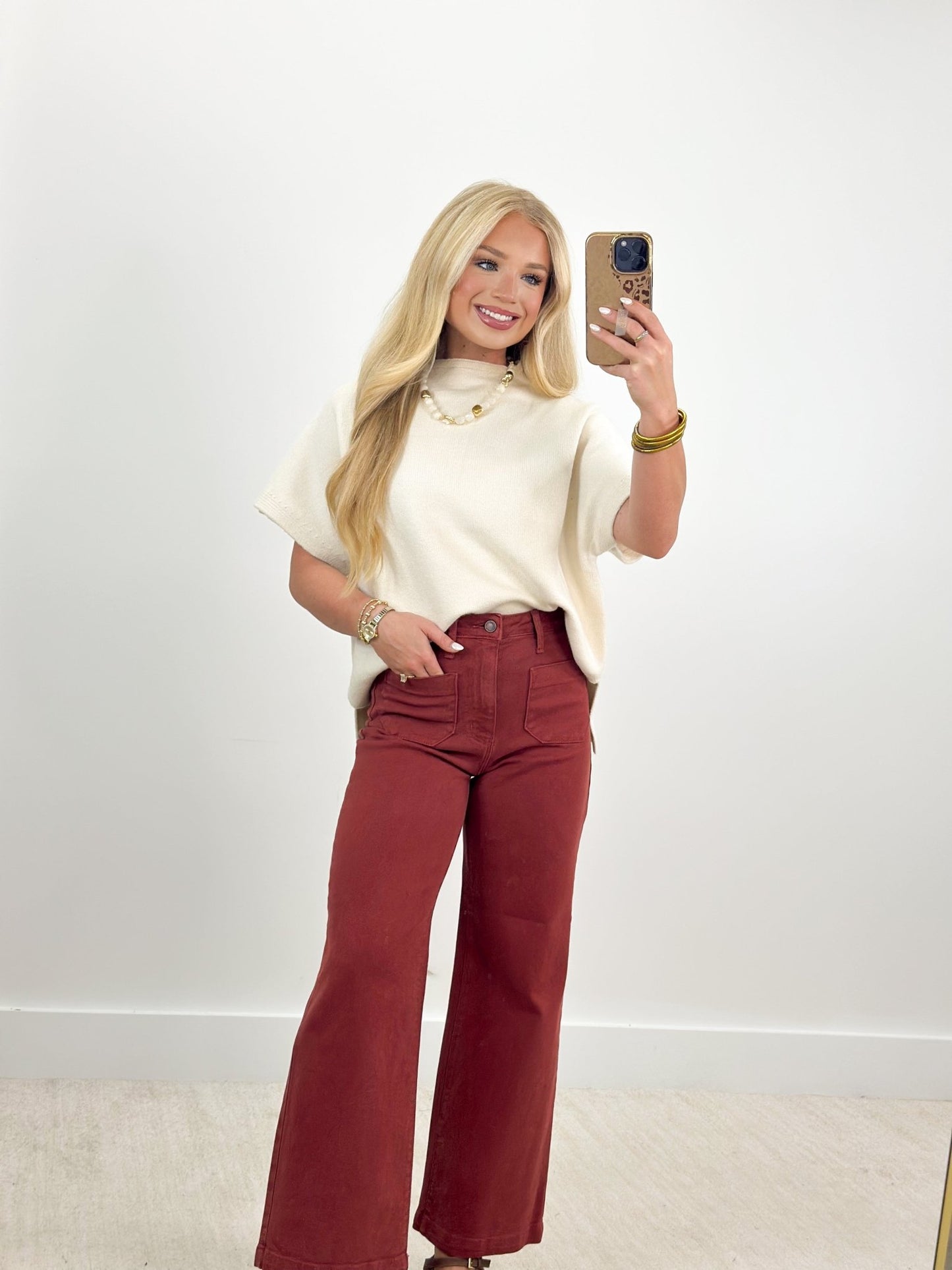 Umgee Short Sleeve Sweater Top - Lavish Boutique01-TOPS