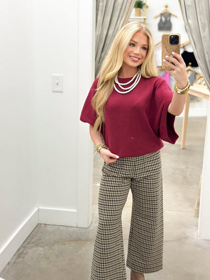 Umgee Short Sleeve Sweater Top - Lavish Boutique01-TOPS