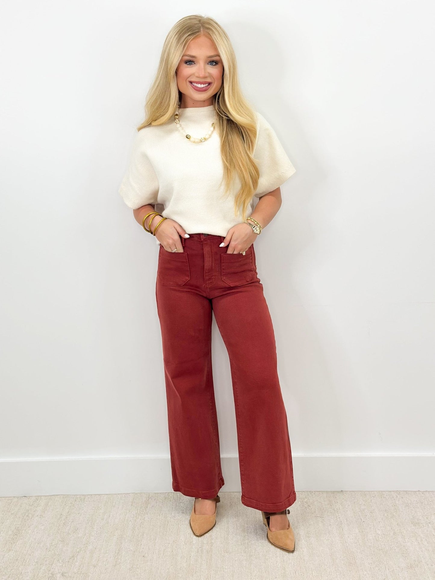 Umgee Short Sleeve Sweater Top - Lavish Boutique01-TOPS
