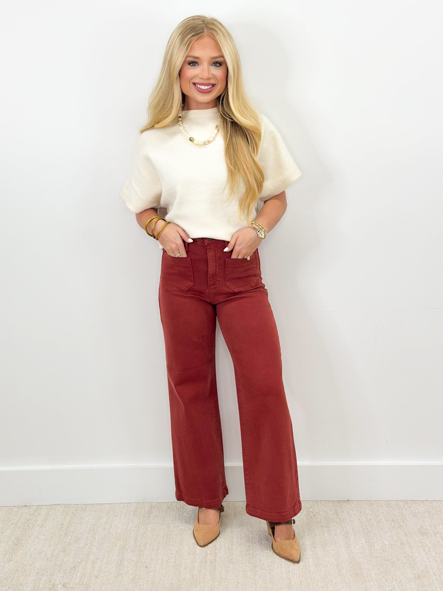 Umgee Short Sleeve Sweater Top - Lavish Boutique01-TOPS