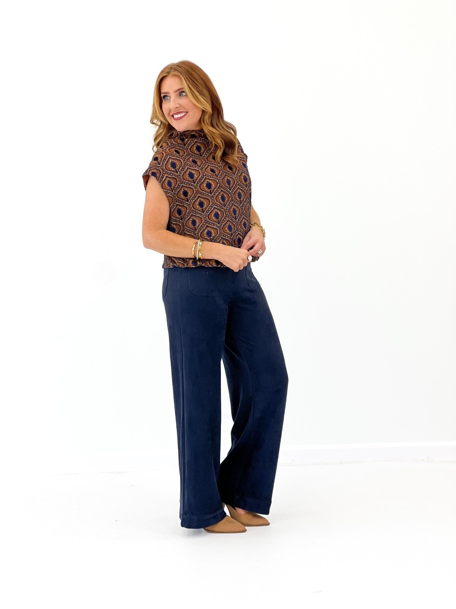 Umgee Velvet Mock Neck Bubble Top - Lavish Boutique01-TOPS