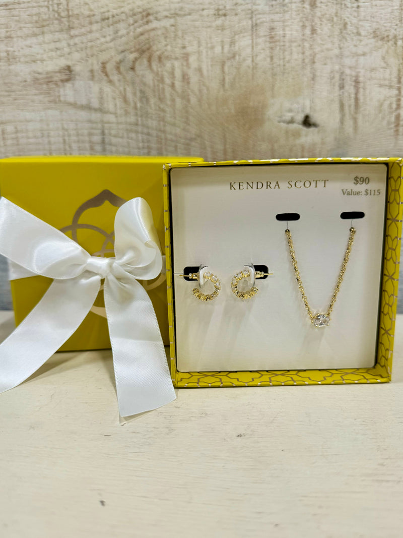 Kendra Scott Cailyn Crystal Gift Set Gold White Crystal